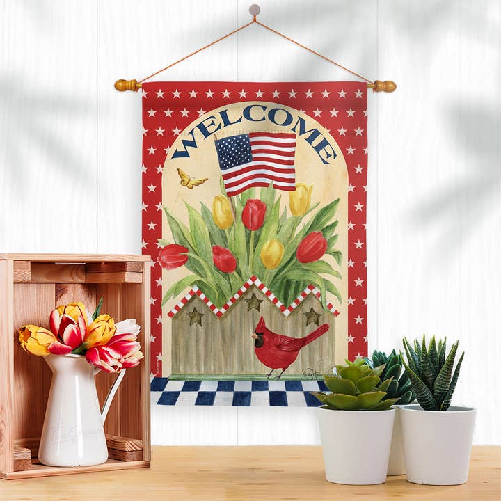 Two Group Flag Co - Wholesale Flag - Patriotic Flowers Americana Star and Stripes Floral Flag