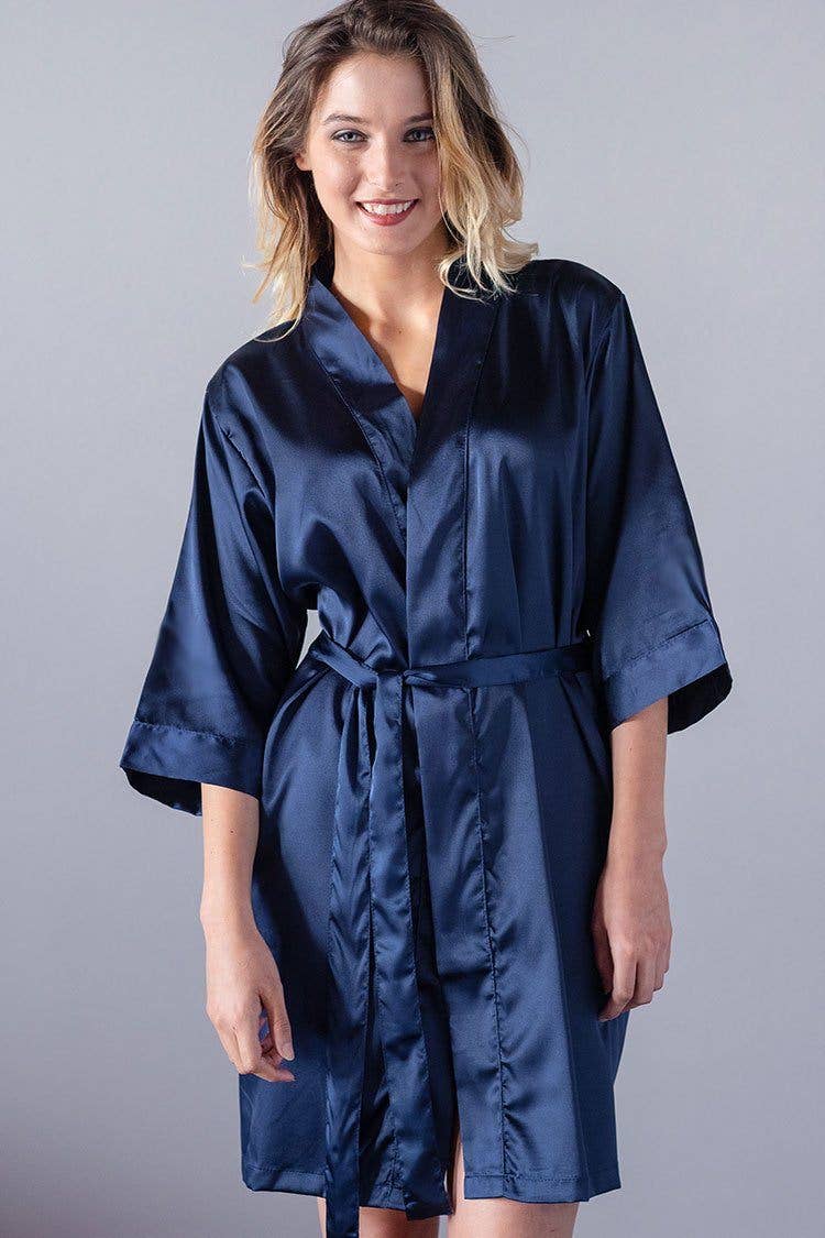 Navy blue satin robe hotsell