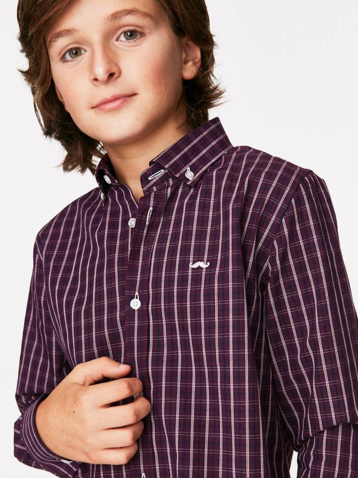 Drengeskjorte – Langærmet Krave – Denver Kids – Bordeaux for engroshandel hos Núñez de Arenas