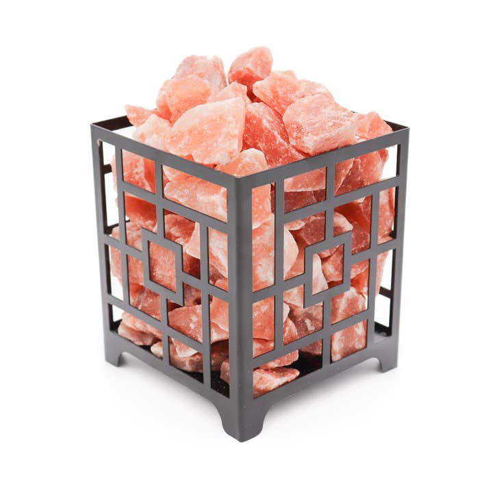Himalayan Secrets - Wholesale Accent/Desk Lamp - Himalayan Salt Square Basket Lamp