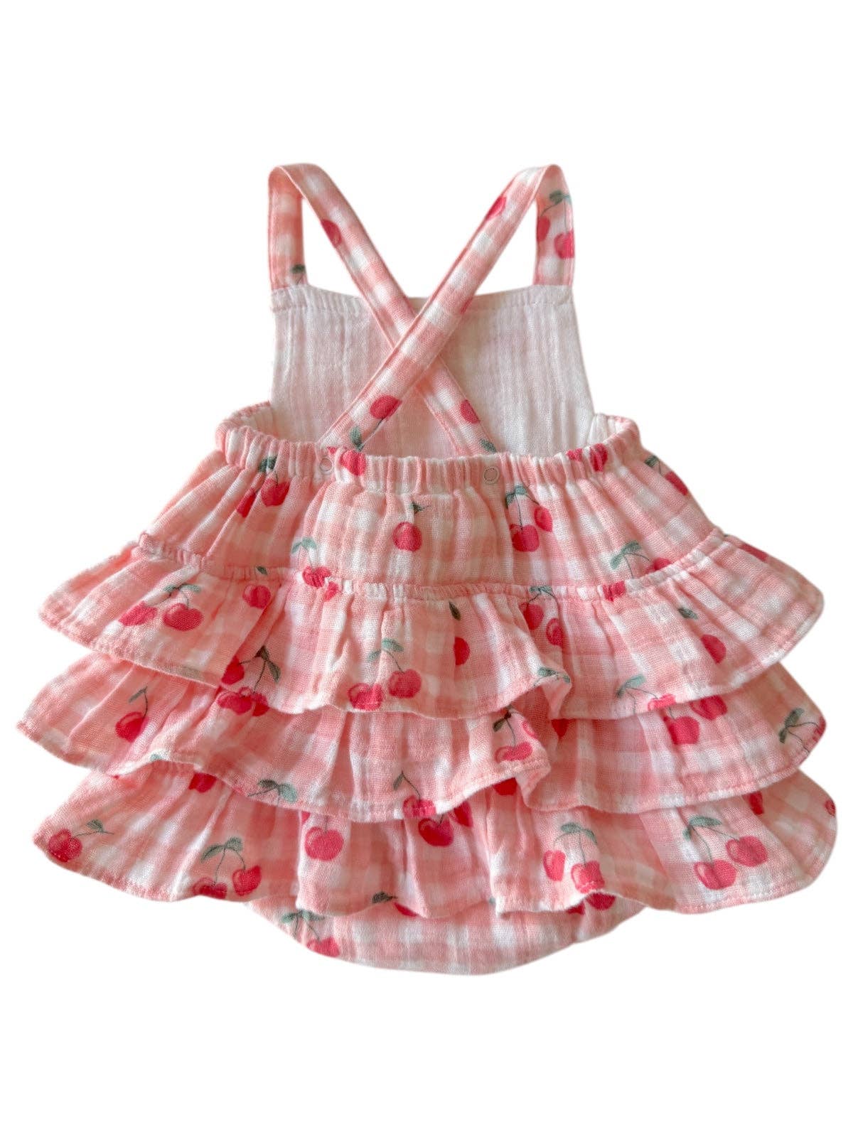 SIIX Collection - Wholesale Bodysuit (Non-Footed) - Baby - Gingham Cherries / Muslin Ruffle Sunsuit1