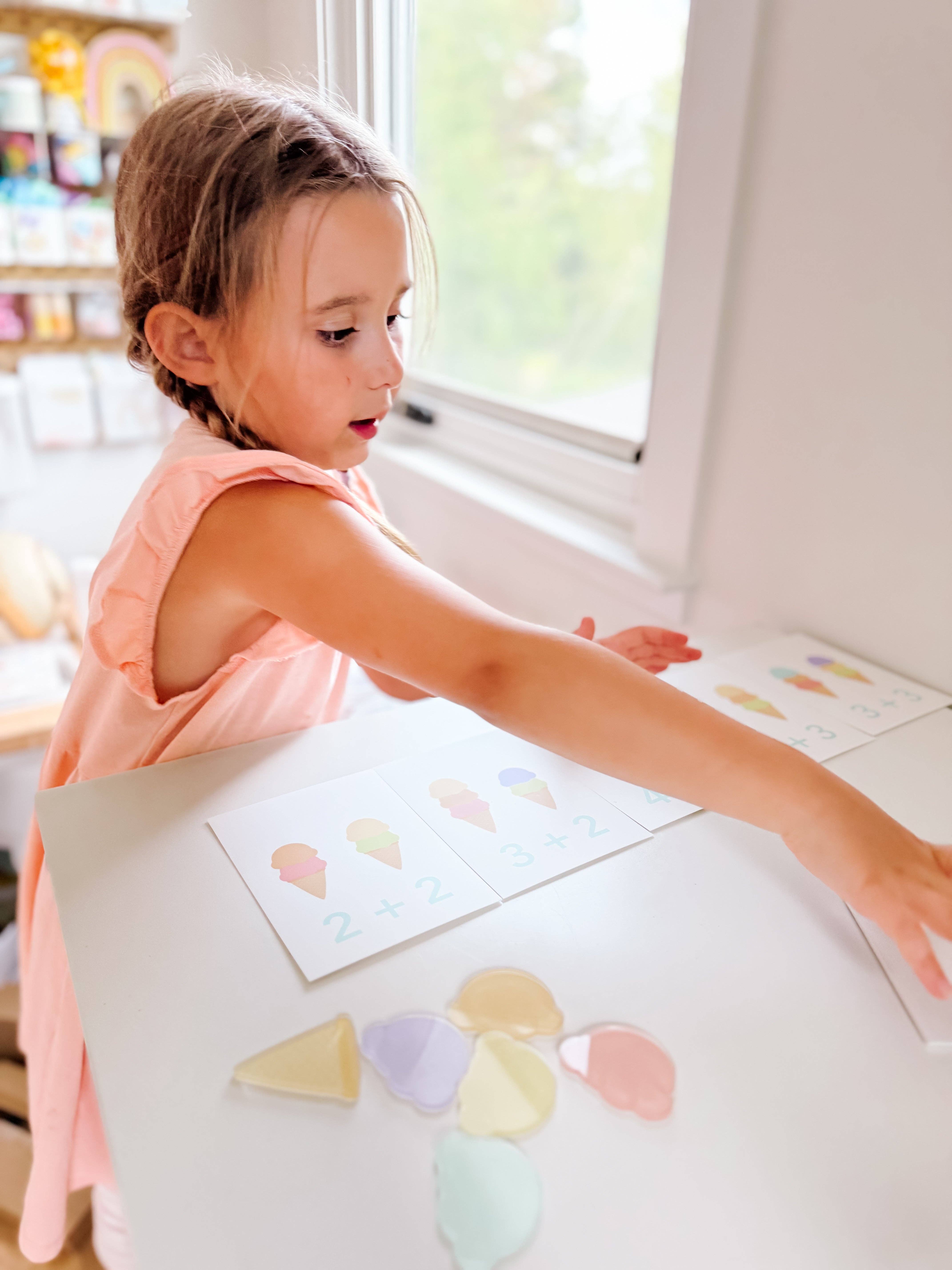 GoodnightFox - Vente Cartes d'apprentissage – enfant et bébé - Kit sensoriel de mathématiques avec crème glacée7