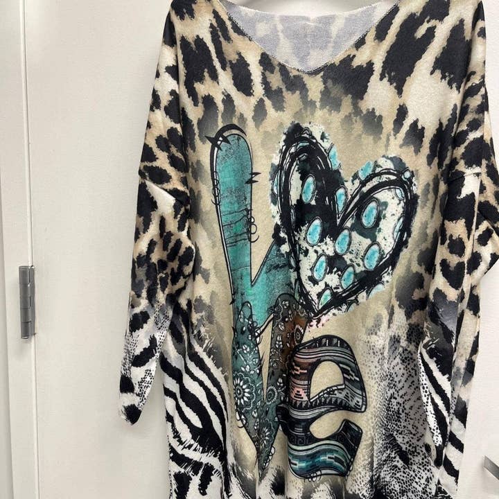 LTCLO One Size Love V-Neck Sweater Tunic Dress for wholesale by LOOWIE