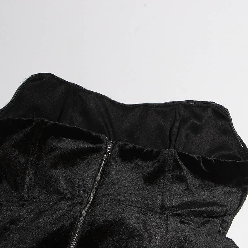 Black DR439 Style Tube Top Dress with 3D Floral Hemline for Women for wholesale on Faire11