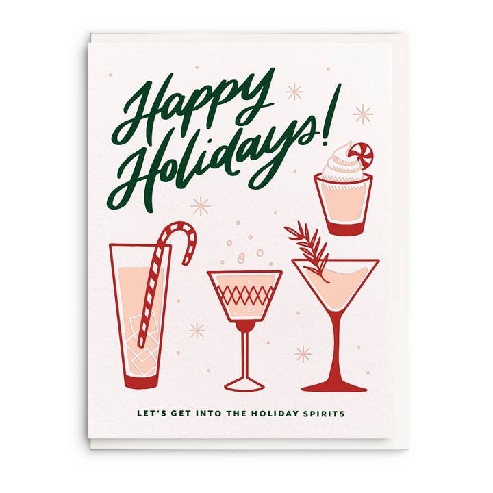 Holiday Spirits - Letterpress Christmas Greeting Card for wholesale by Dahlia Press