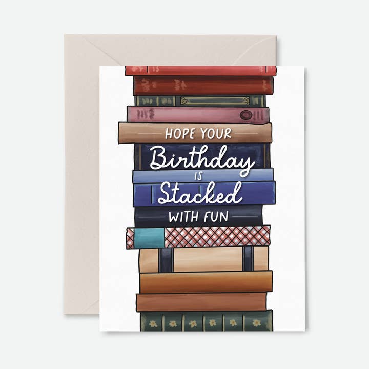 Stack of Books Birthday Card for wholesale by Artful Pixels