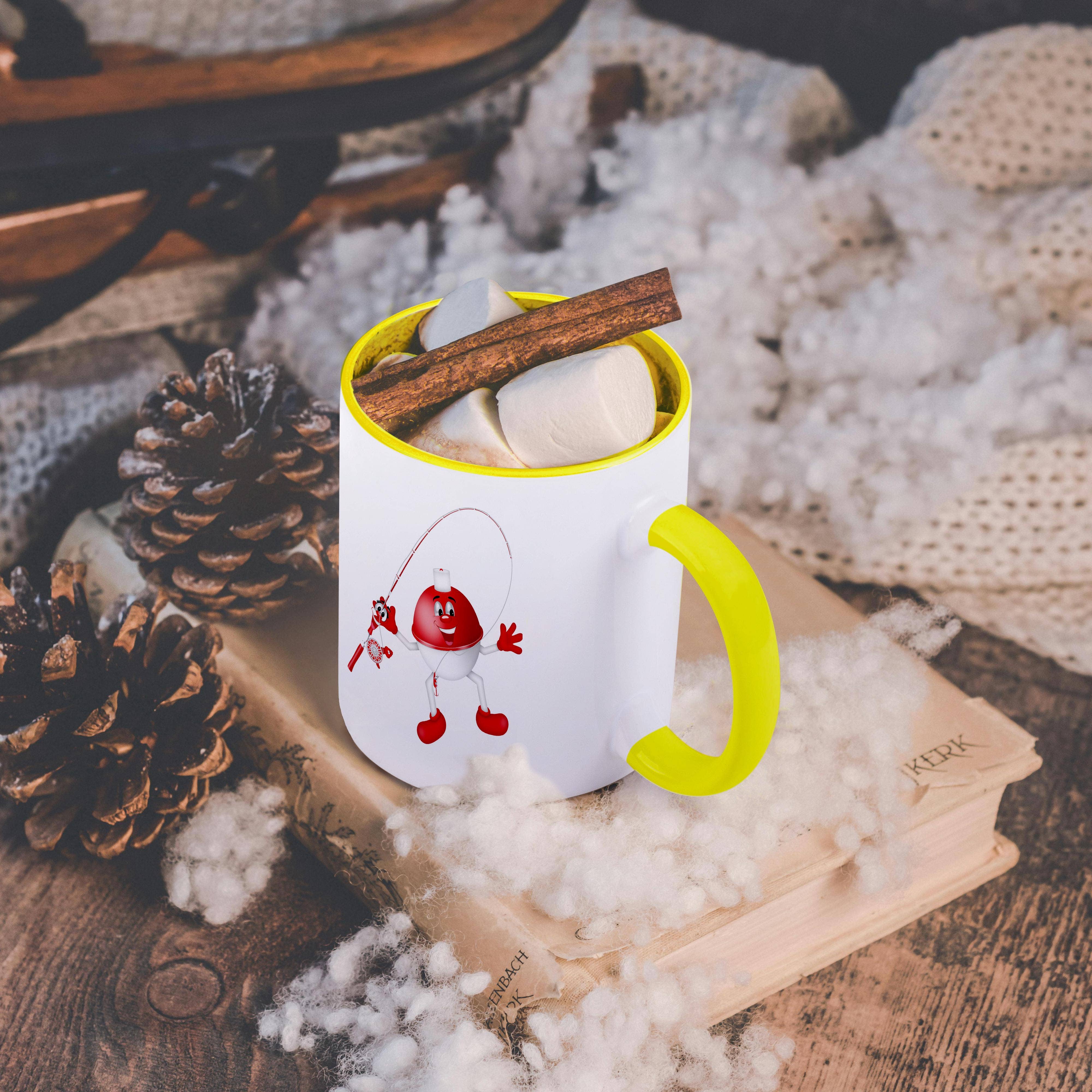 3dRose - Wholesale Coffee Mug - 3dRose, Cute Red and White Smiling Fish Float With Fishing Rod Illustration, Mug5