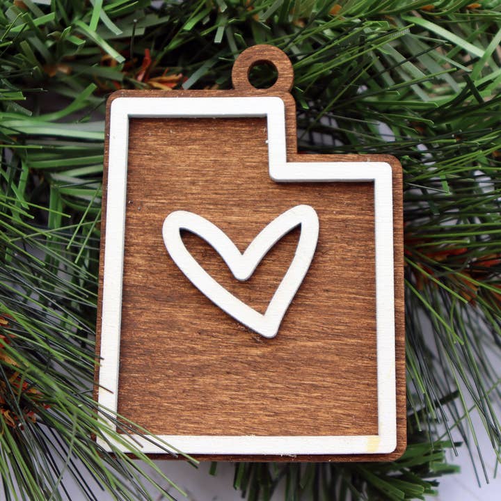 Utah Layered Wood Christmas Ornament for wholesale by The Trendy Traveler