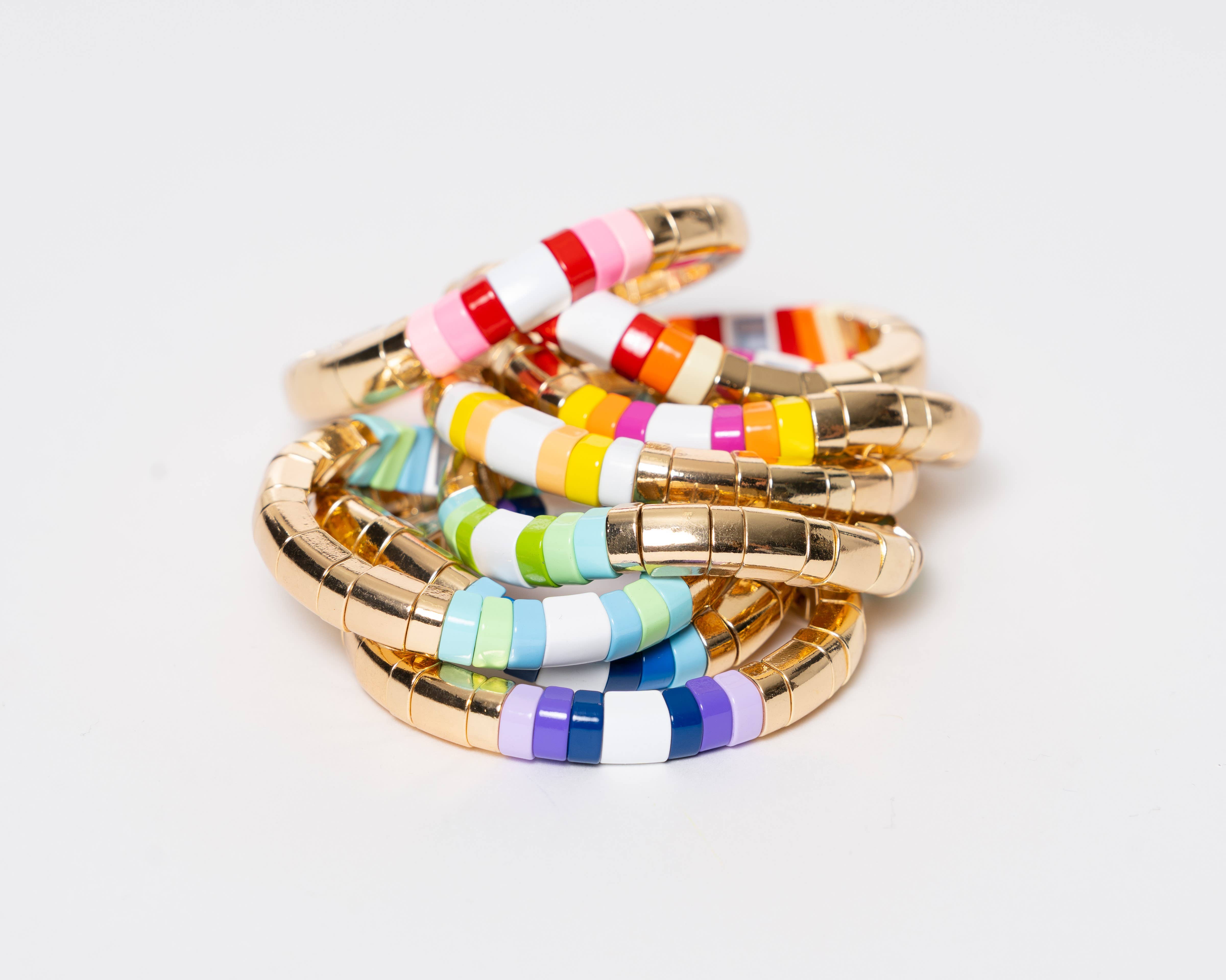 Malibu Sugar – wholesale Beaded bracelet – Gold & Colored Enamel Tile Bracelets2