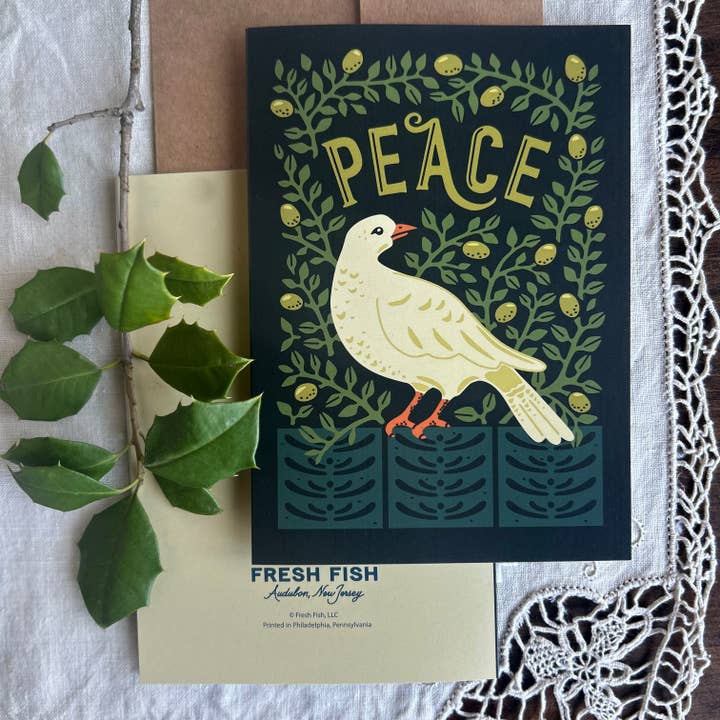 Fresh Fish - Wholesale Season's Greetings Card - Peace Dove Greeting Card, Blank Inside