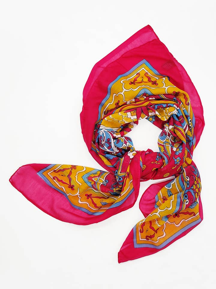 Belinda Floral Square Scarf for wholesale by Raj Trading & Imports (USA) Inc.