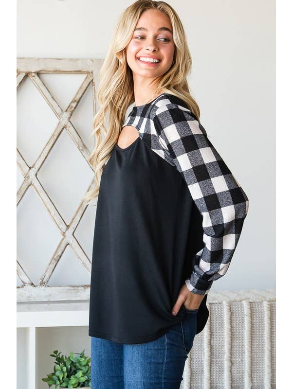 HEIMISH – wholesale Tunic – Women’s – ET6963-10 SOLID AND PLAID PEEKABOO FRONT TOP6