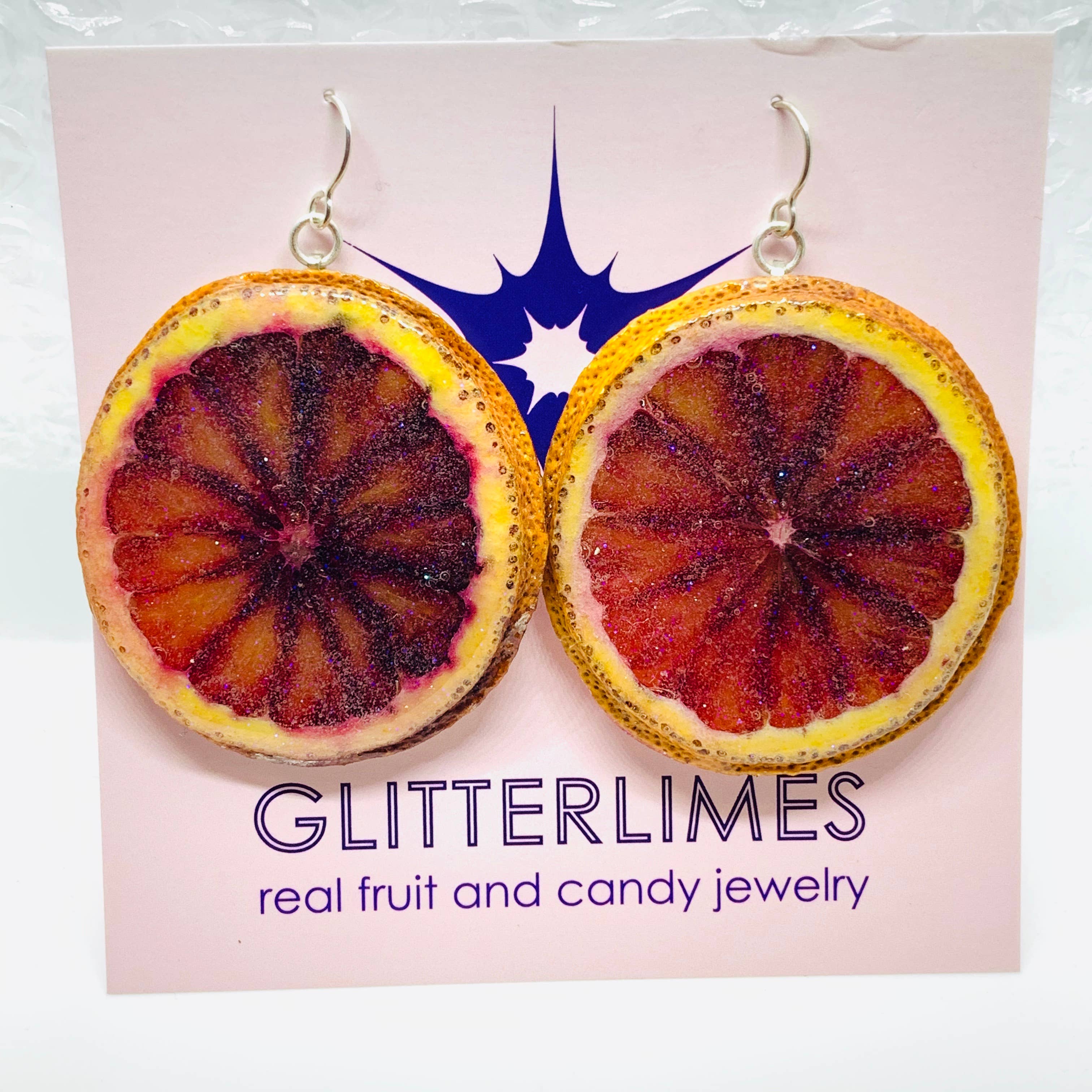 Glitterlimes - Wholesale Dangle Earrings - Blood Orange Fruit Earrings - Citrus Fruit Jewelry2