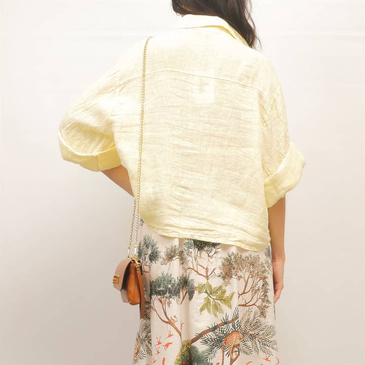 Cecile Wang - Wholesale Buttoned-down shirt – Women's - Short linen shirt with front pockets YX894411