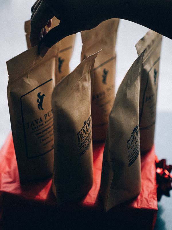 Regular Sampler Box of 6 Coffees for wholesale by Java Pura Coffee Roasters