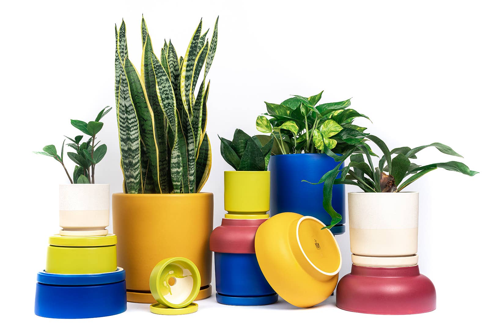 Momma Pots - Wholesale Plant Pot - 4.5" Gemstone Cylinder Pots with Water Saucers31