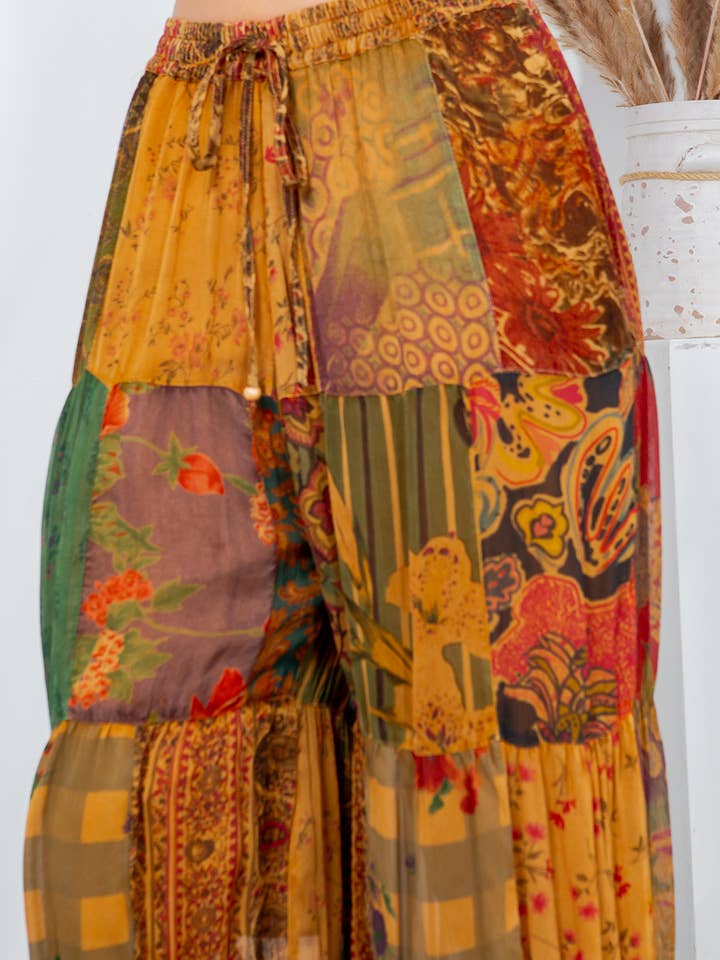 Young Threads - Wholesale Pants - Women's - Retro Revival Long Flared Patchwork Pants (New Color)9