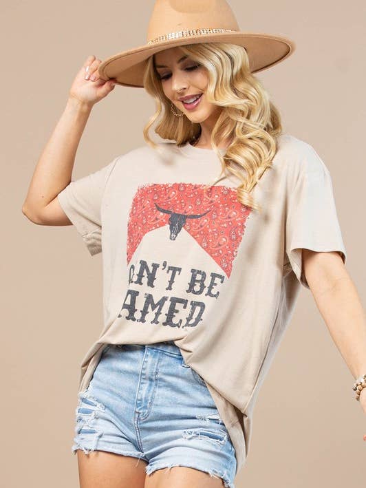 KHAKI AV1205-NICOLE WESTERN GRAPHIC BASIC T-SHIRT for wholesale on Faire0