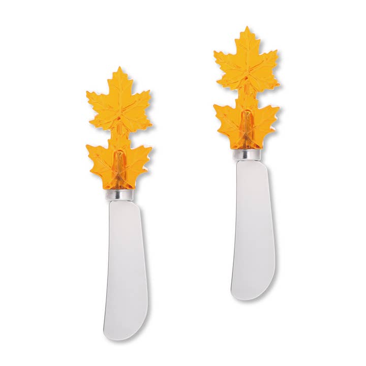 2-Piece Maple Leaves Polyresin Cheese Spreader for wholesale by Supreme Housewares