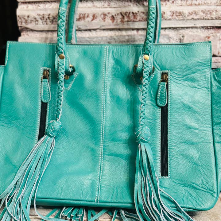 FRINGE & LUXE - Wholesale Top Handle Bag - Women's - Â Tasseled cowgirl hide bagÂ