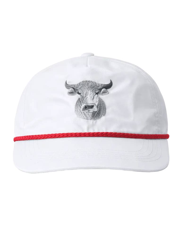 Bull Rope Cap, White/Red for wholesale by Lischka Brothers