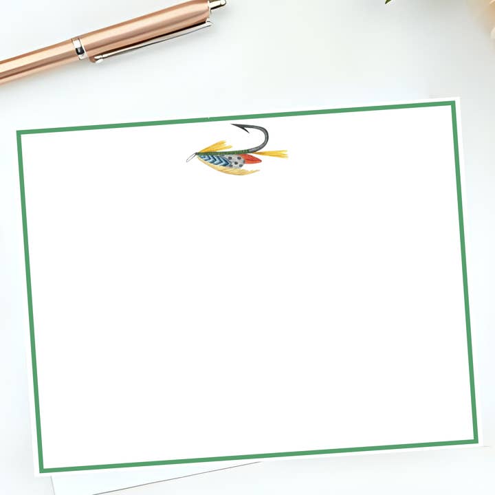 Mary Mack Designs - Vente Assortiments de papeterie/cartes - Ensemble de cartes de correspondance Pêche à la mouche – Coffret de 10 avec enveloppes