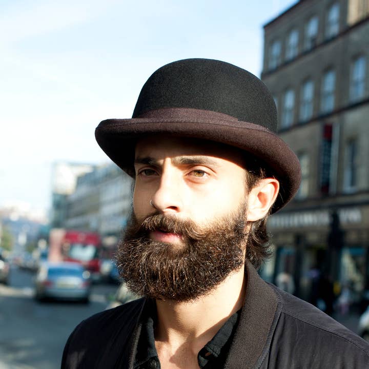 Cappello bowler derby in feltro di lana Brooke - Nero/Marrone per la vendita all'ingrosso da parte di Dasmarca Hats