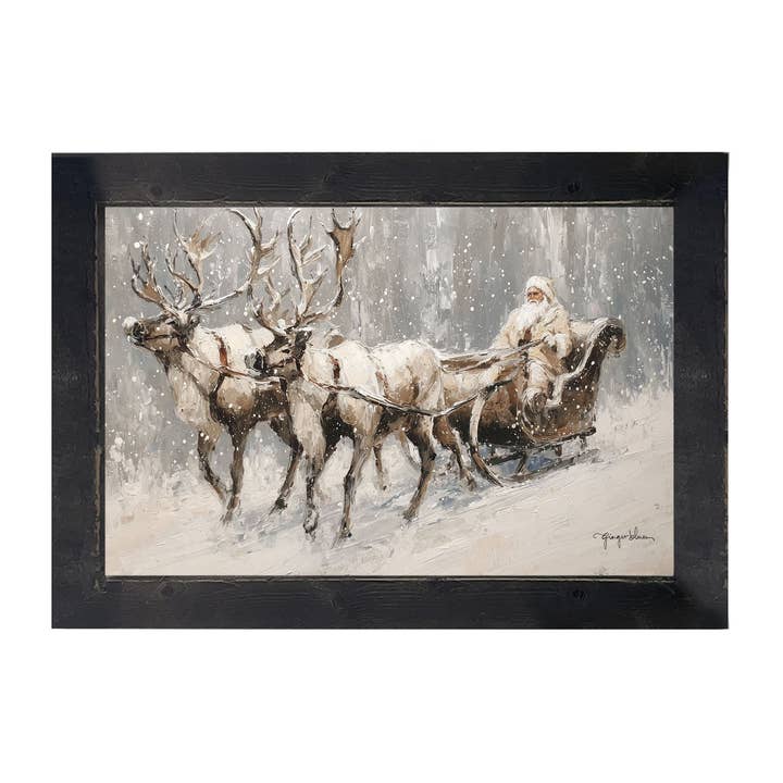 ginger blue - Wholesale Art Print - Sleigh Ride in Forest - Horizontal Frame