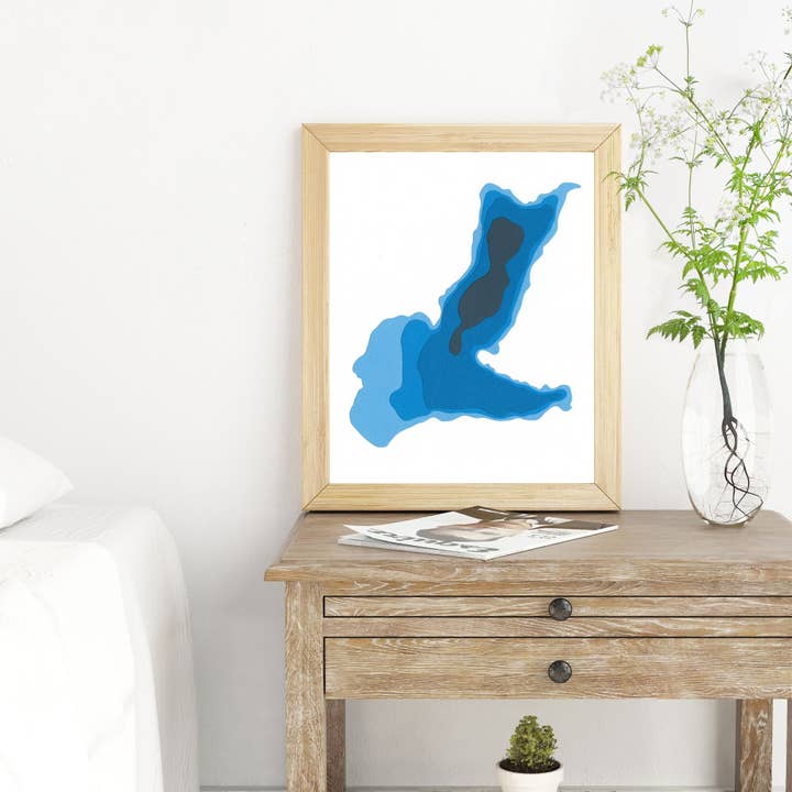 Bathymetrische kaart van Lake Menominee op papier voor wholesale door Cardtography