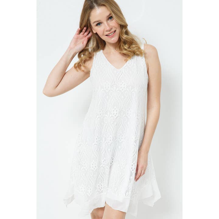 *Promo*Robe en dentelle sans manches à ourlet mouchoir - D7102L1 pour la vente par 01 Allum