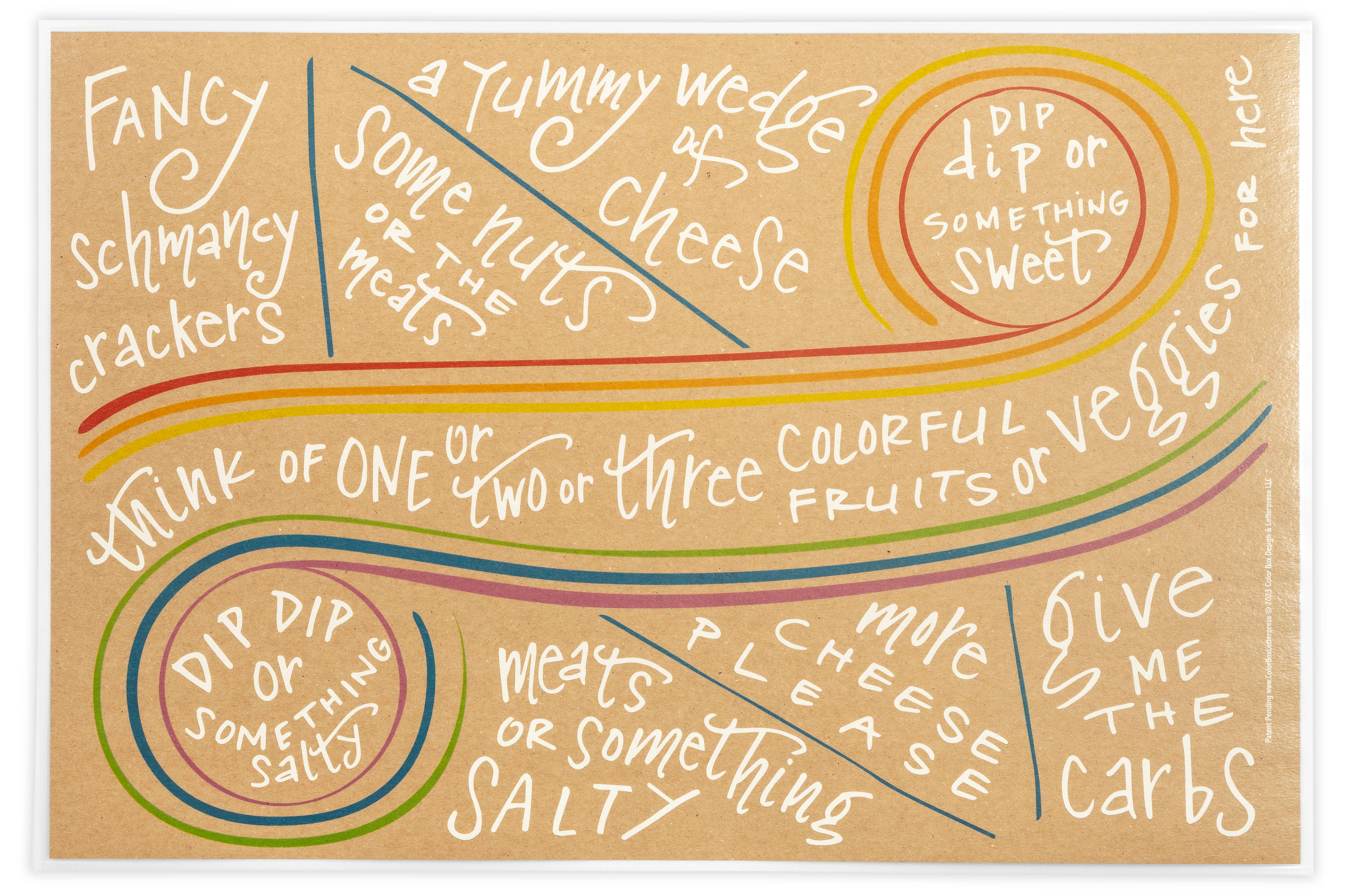 Color Box Design & Letterpress - Wholesale Cheese Board - Charcuterie Cheat Sheet | Everyday2