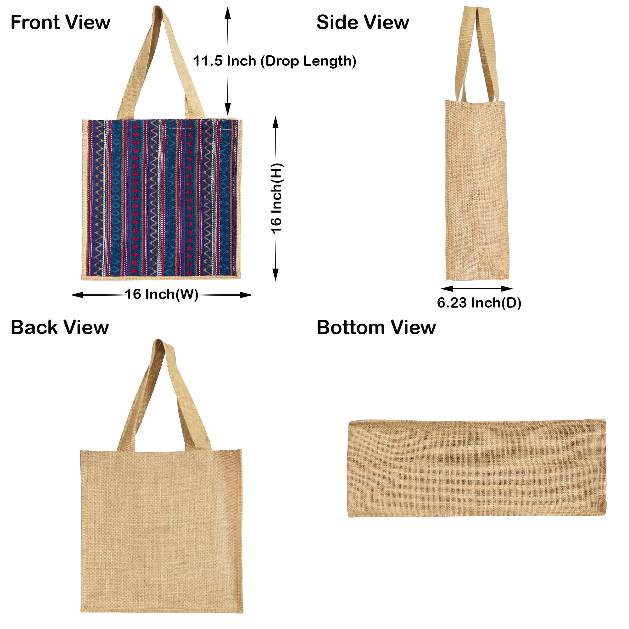 ecojutebags - Wholesale Grocery/Shopping Bag - Reusable Jute Shopping Tote Bag - Groceries, Beach Trips1