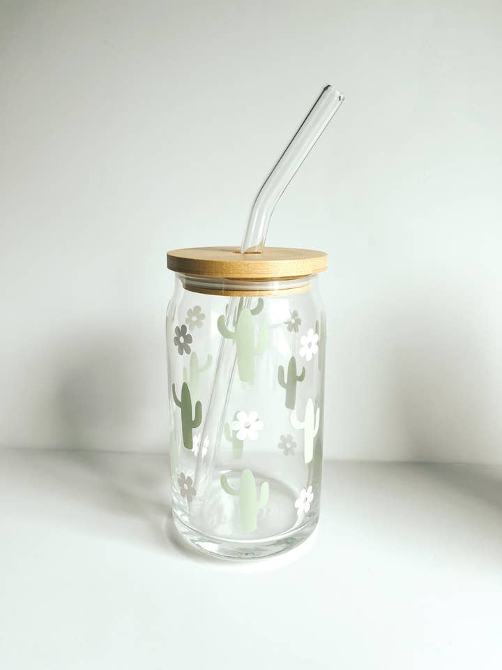 Cactus Daisy 16 oz And 20 oz Beer Can Glass for wholesale by Morgan Ann Co.