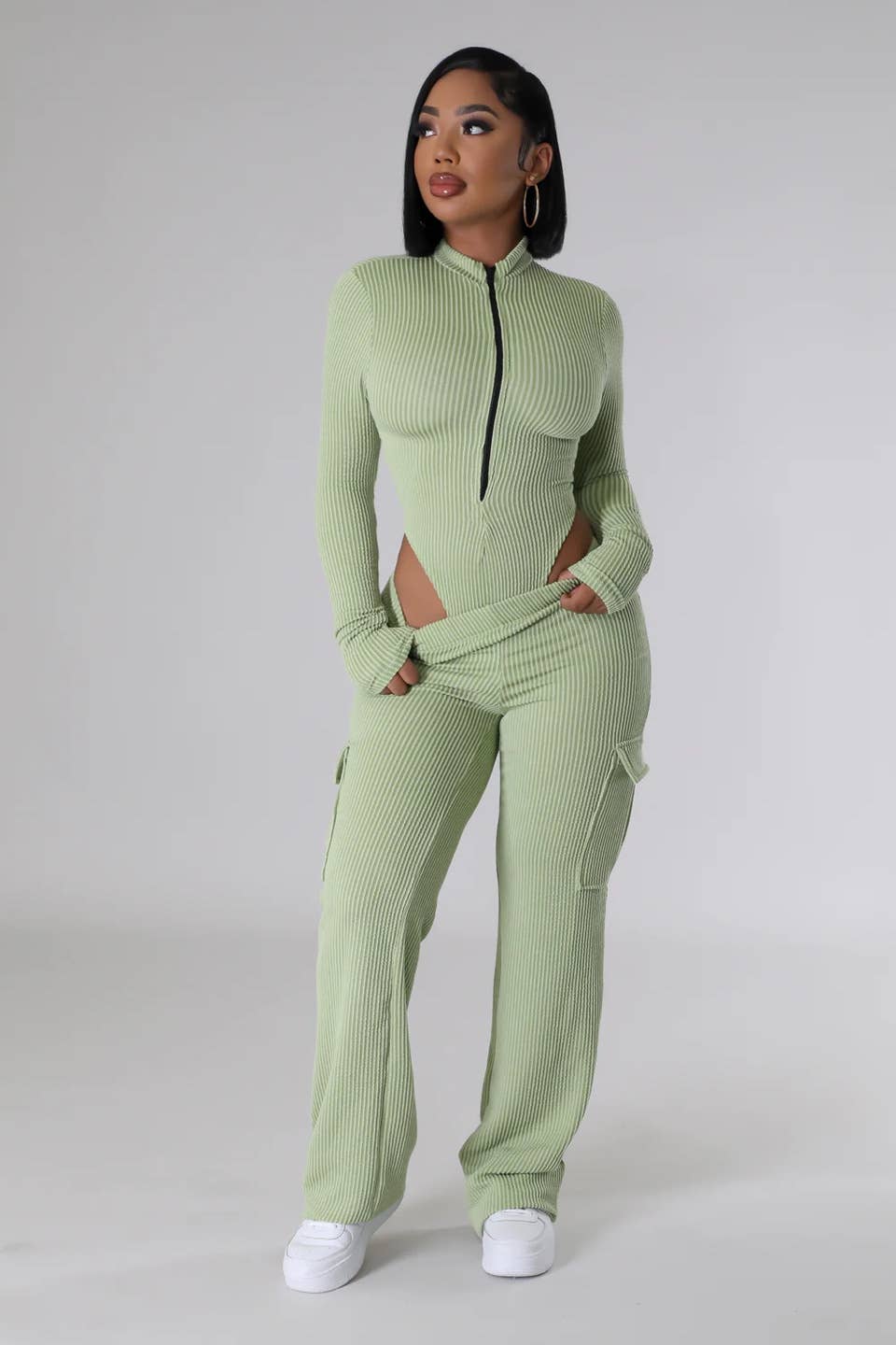 Boswell - Venta al por mayor Conjuntos de top y pantalón (NO para estar en casa) - Mujer - Conjunto de body con cierre frontal y pantalones2