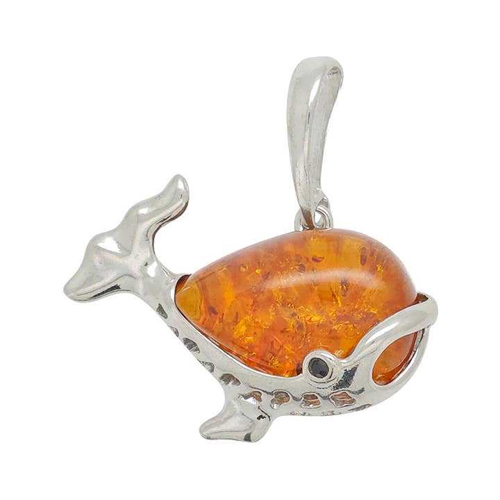 Cognac Amber Sterling sølv hval vedhæng for engroshandel hos Amberman