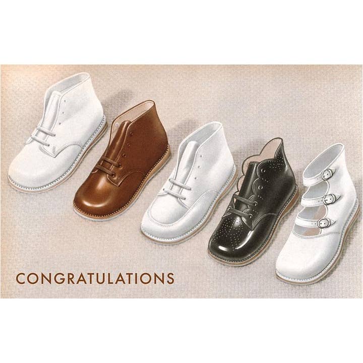 Greeting Card BY-59 Congratulations, Baby Shoes for wholesale by Found Image Press