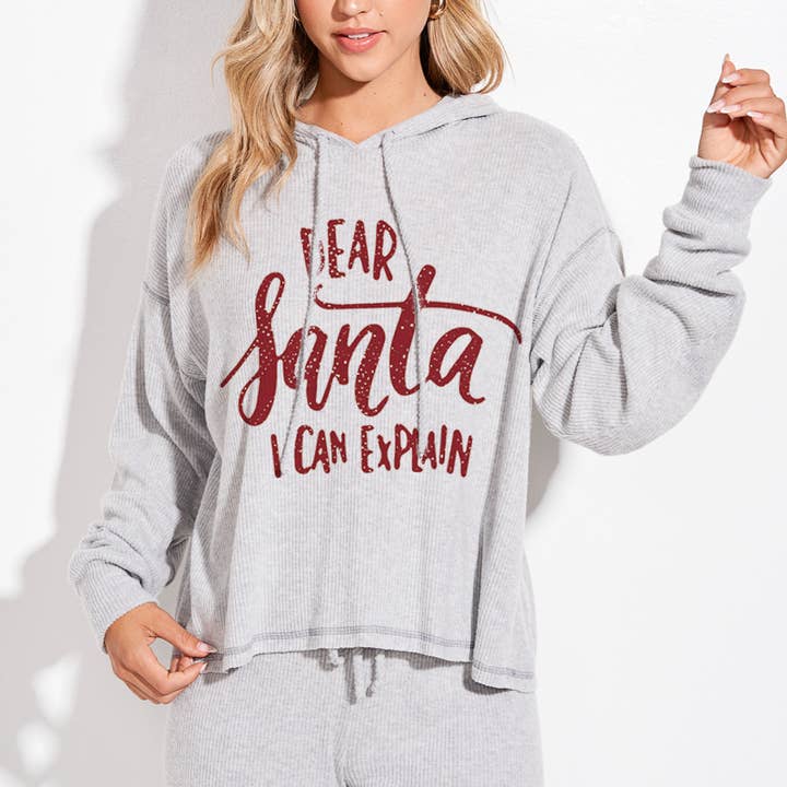 Ensemble de vêtements d'intérieur côtelés Dear Santa pour femme pour la vente par Phil Love