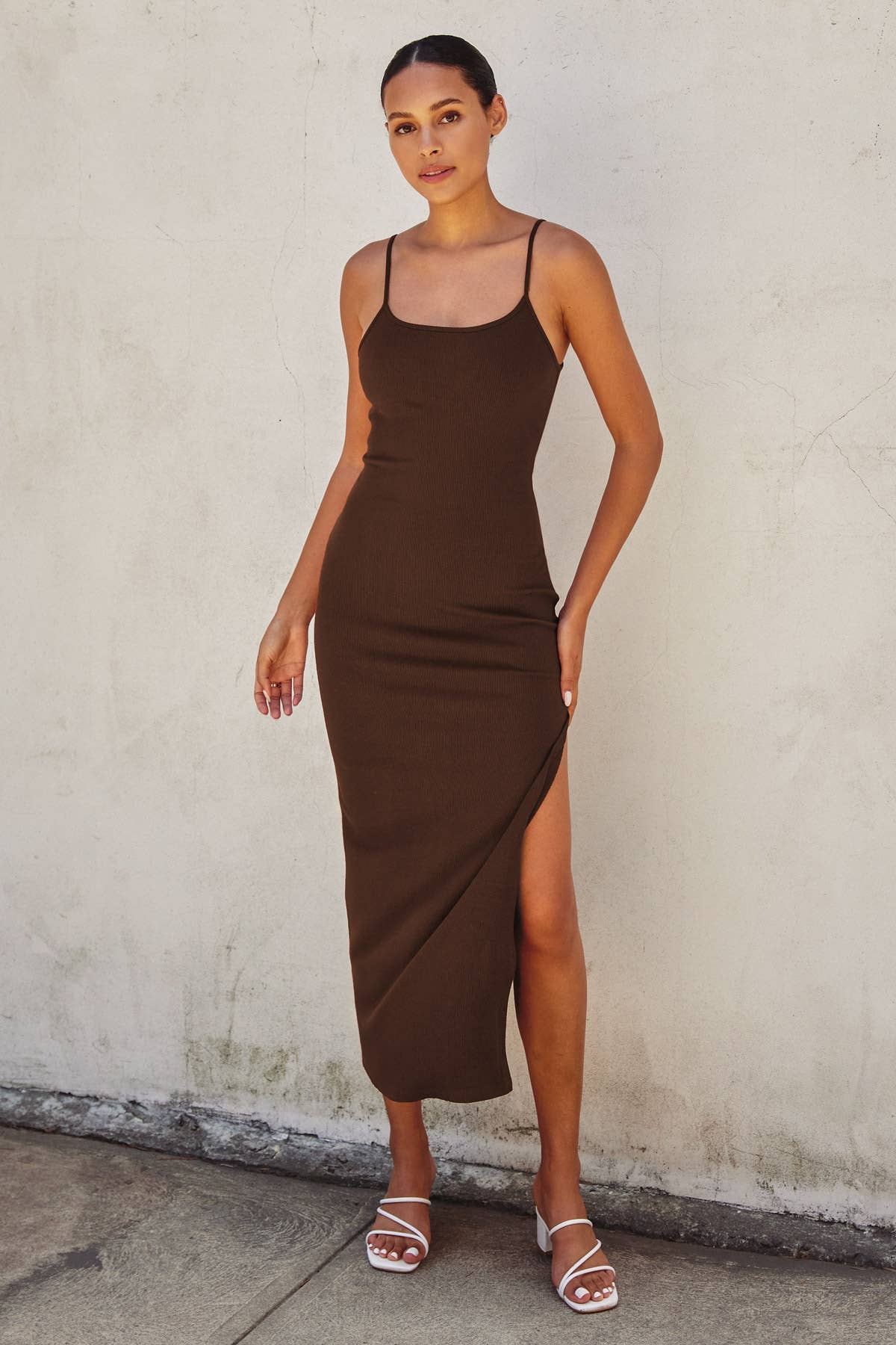 Dress Forum - Vente Robe – femme - Robe longue moulante en tricot côtelé (1)20