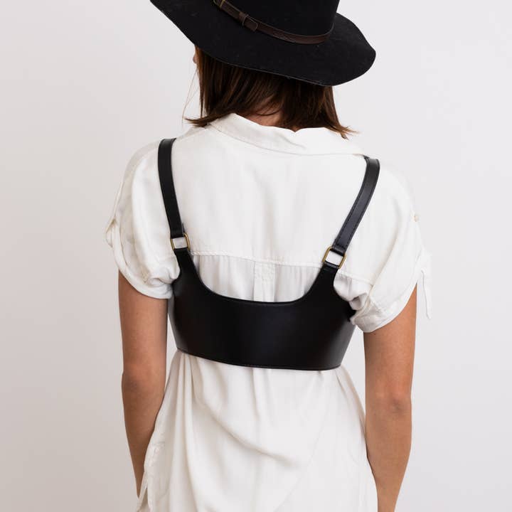 Leto Accessories - Wholesale Belt - Women's - 🖤 Punk Style Black Leather Harness Belt - Adjustable Straps