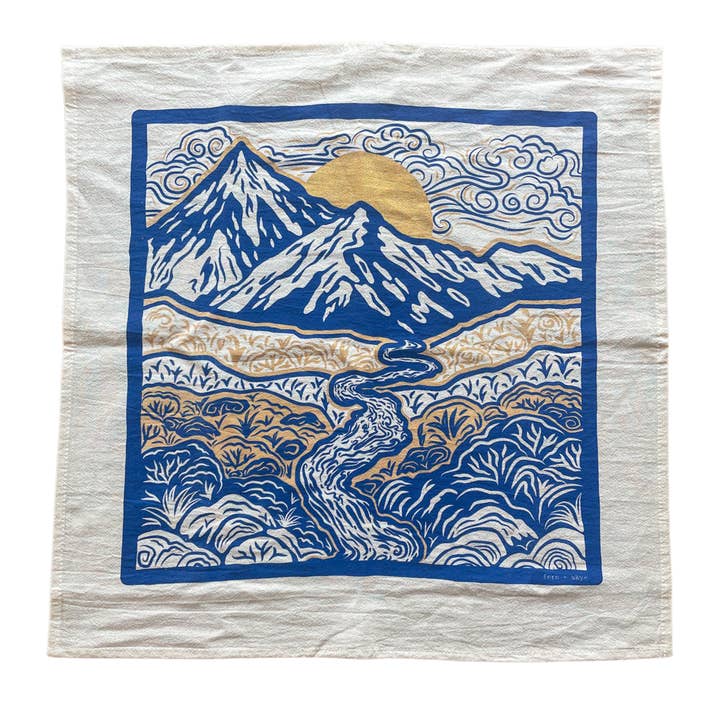 Breezy Mountains Screen-Printed Tea Towel for wholesale by Fern and Skye