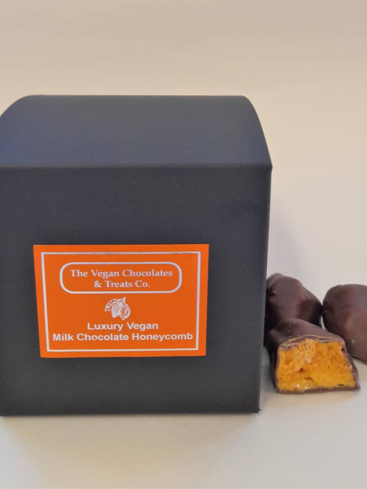 Luxury Vegan Milk Chocolate Honeycomb for wholesale by The Vegan Chocolates And Treats Co.