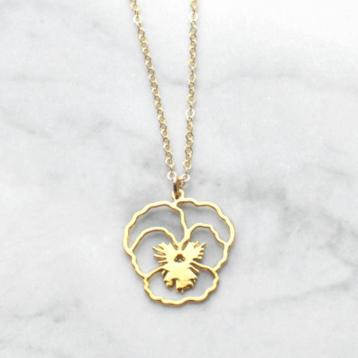 Collana con fiore della nascita di febbraio, viola per la vendita all'ingrosso da parte di Brevity.
