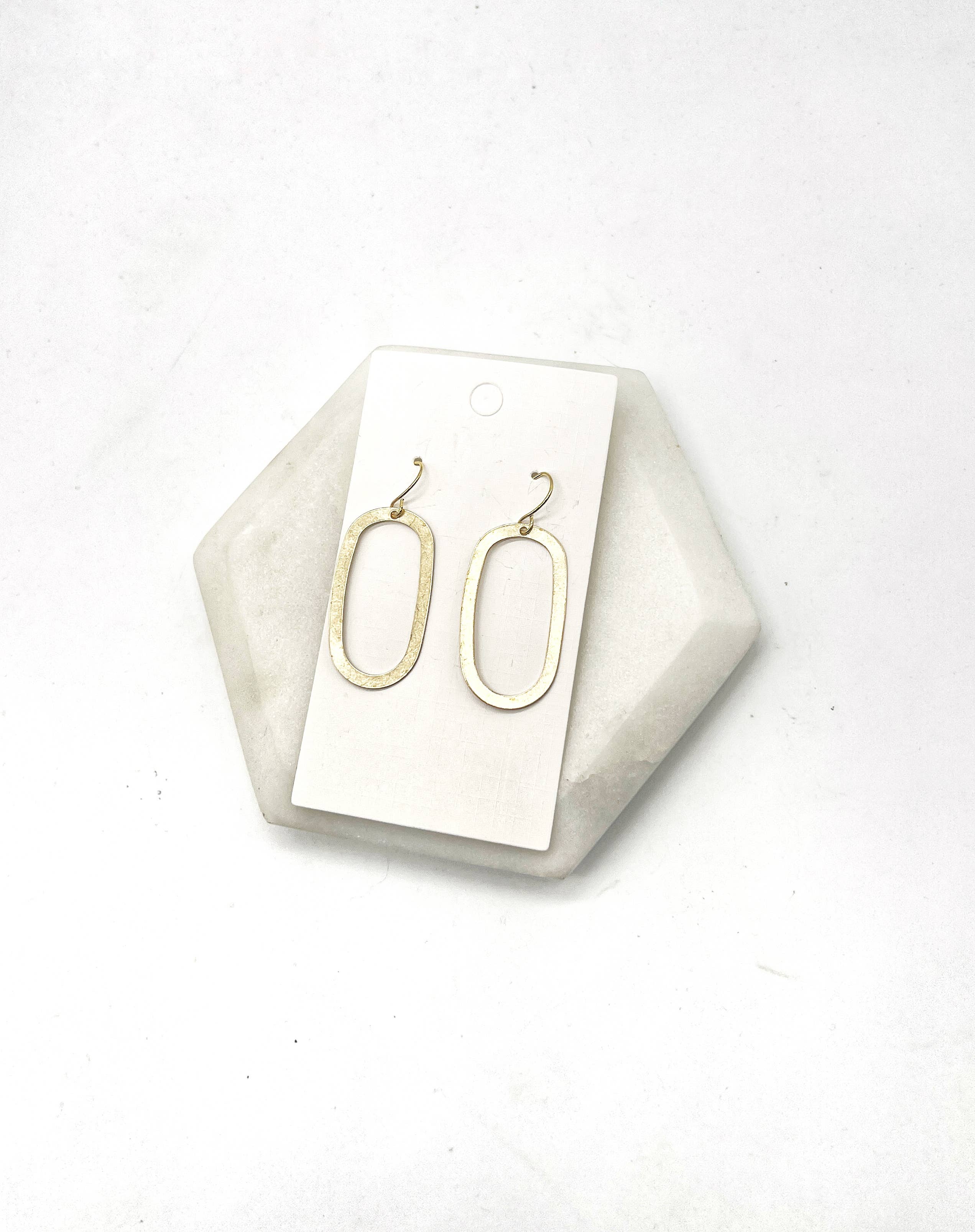 Baubles by B - Wholesale Dangle Earrings - Gold Oval Brass Metal Earrings5