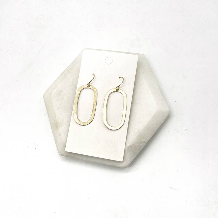 Baubles by B - Wholesale Dangle Earrings - Gold Oval Brass Metal Earrings5