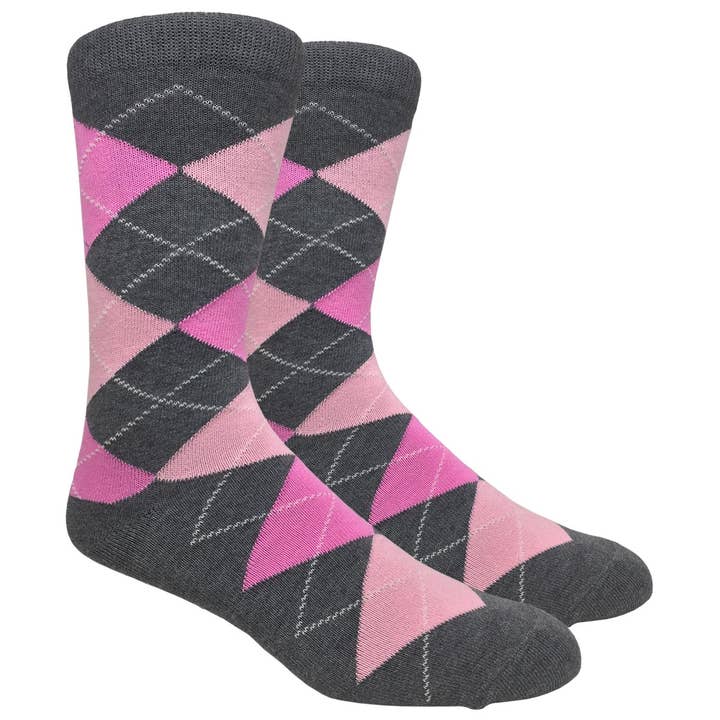 Charcoal Heather Argyle Dress Sock med Lys/Hot Pink for engroshandel hos Finefit