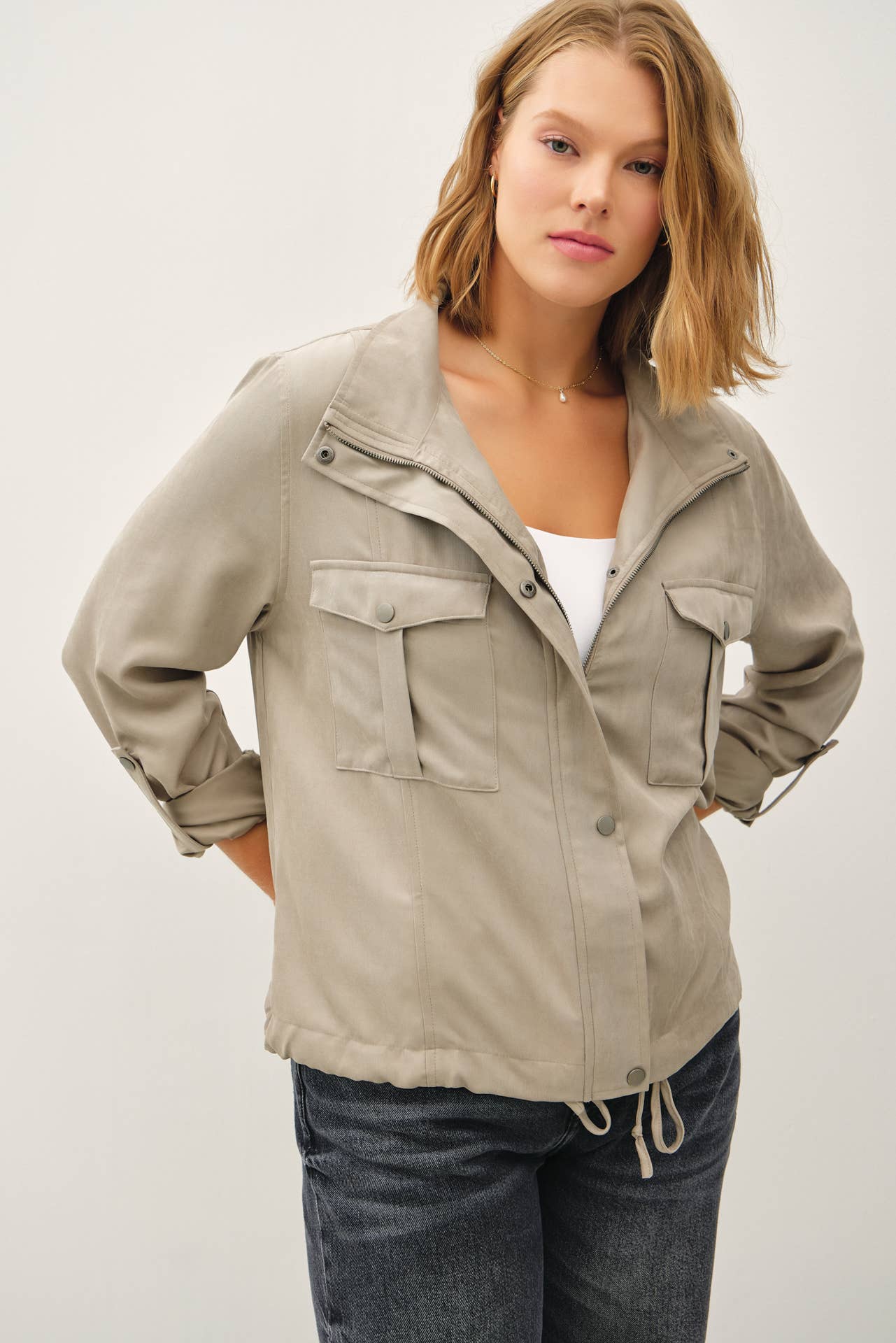 Be Cool - Wholesale Jacket - Women's - PLUS SIZE CROPPED UTILITY ZIPPER SAFARI JACKET10