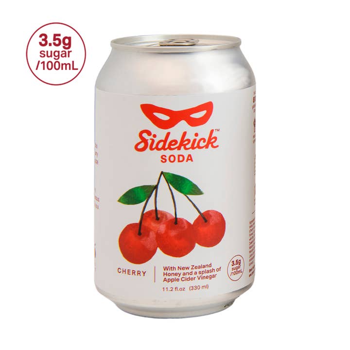Sidekick Soda - Wholesale Soda/Carbonated Drink - Cherry Cans (12-Pack)