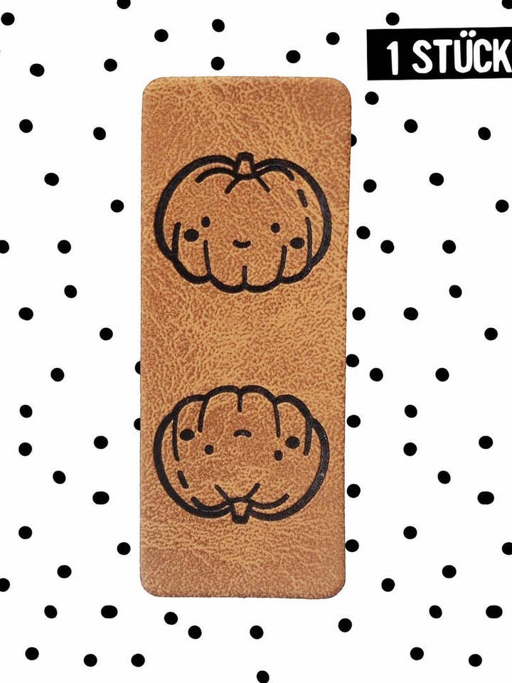 Étiquette en similicuir Klapp - Citrouille pour la vente par Paul und Clara