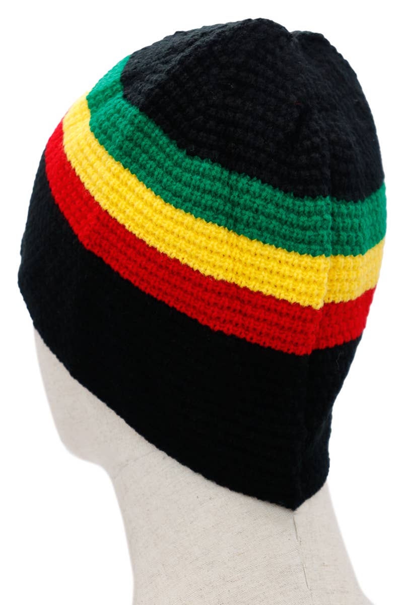 Cap Zone - Wholesale Beanie - Women's - Tri-Stripe Crochet Rasta Tam Short Beanie3
