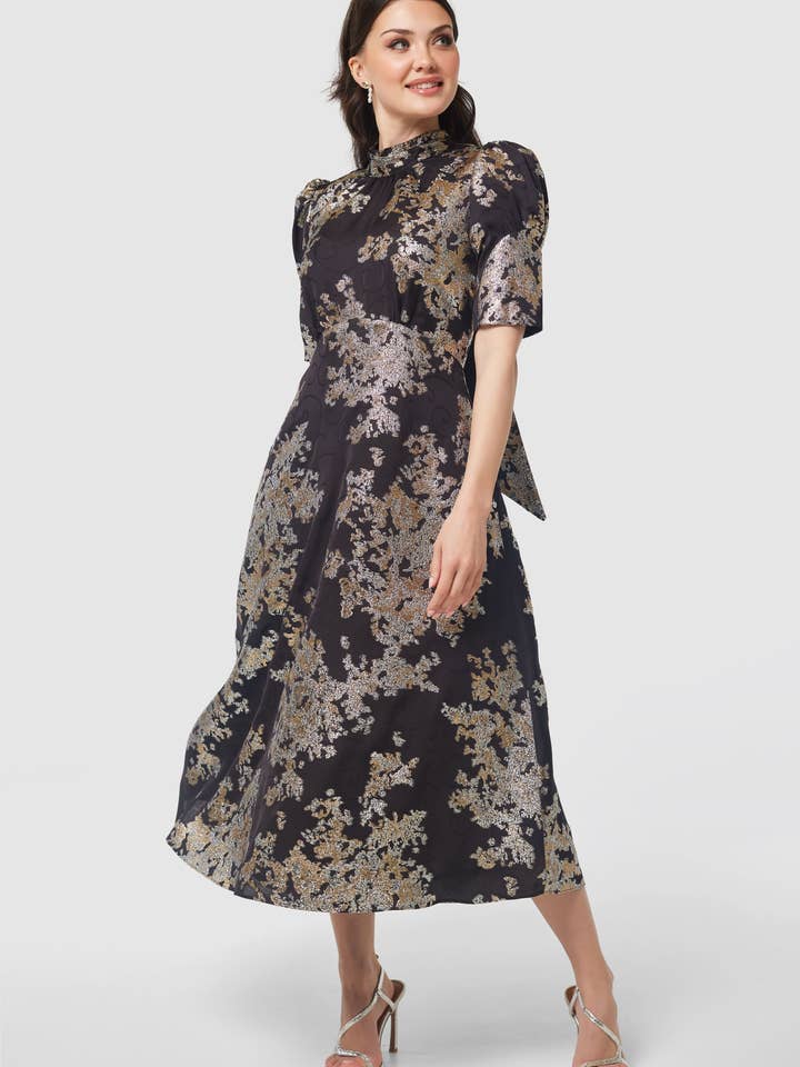 Closet Gold Tie Back A-Line Dress D9833 for wholesale by Closet London